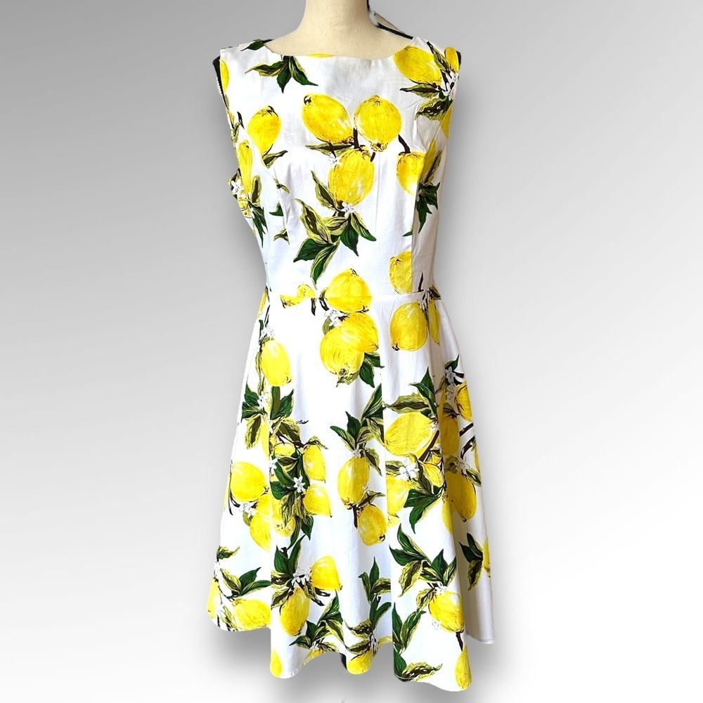 Katy Kasin Women’s Retro 50s Housewife Stepford Wife Style Lemon Dress Size L - Picture 2 of 8